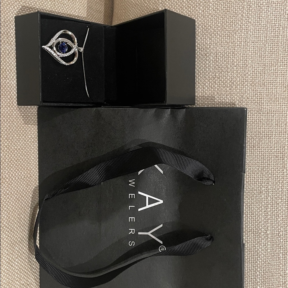 Blue & White Lab-Created Sapphire Heart  Necklace Sterling "Unstoppable Love" - Picture 15 of 15